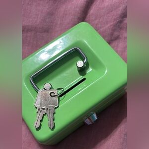 Green Metal Cash Box with Key